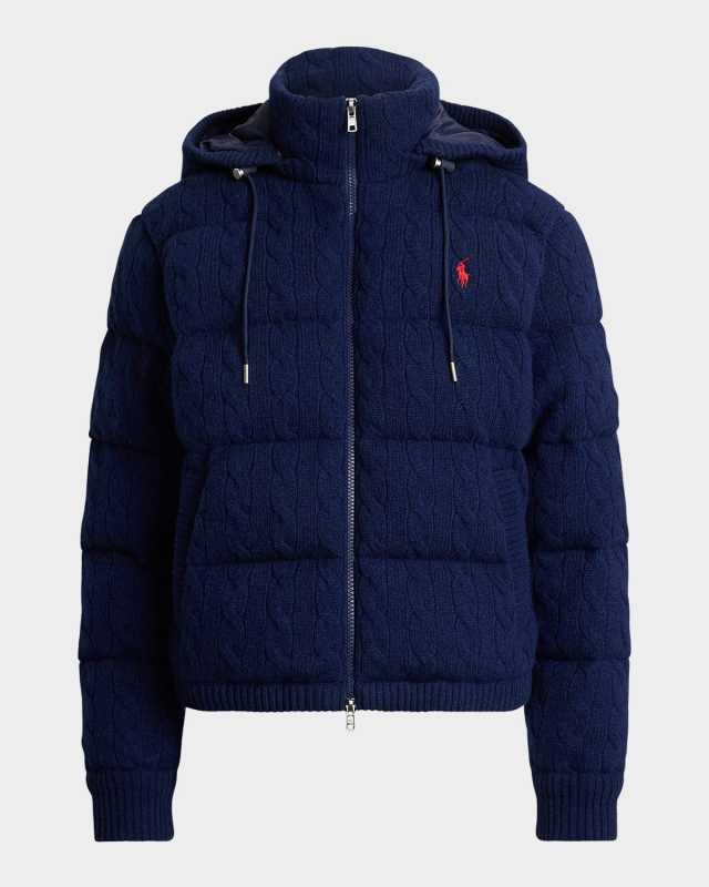 Cable-Knit Wool-Cashmere Quilted Jacket